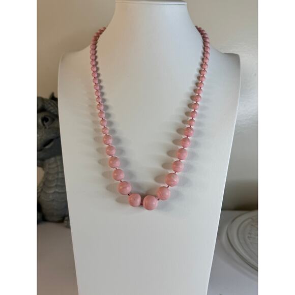 Pink lucite beads, 24” - Picture 1 of 6